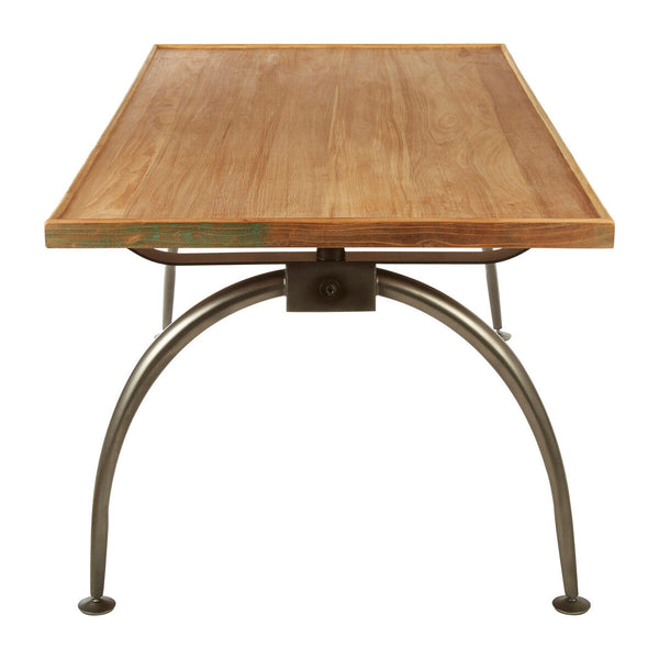 New Foundry Wooden Rectangular Dining Table with Curved Metal Legs – close-up