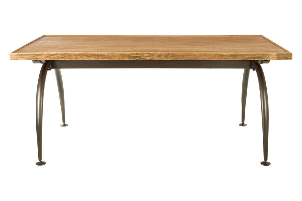 New Foundry Wooden Rectangular Dining Table with Curved Metal Legs
