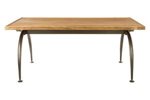 New Foundry Wooden Rectangular Dining Table with Curved Metal Legs – side view