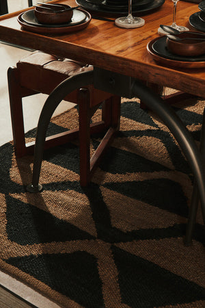 New Foundry Wooden Rectangular Dining Table with Curved Metal Legs – close-up 2