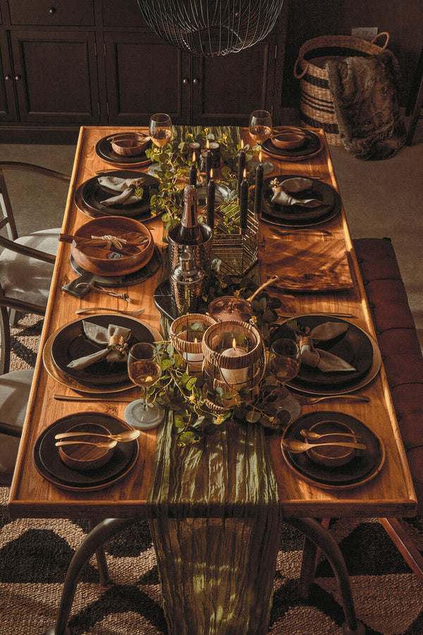 New Foundry Wooden Rectangular Dining Table with Curved Metal Legs – dimensions