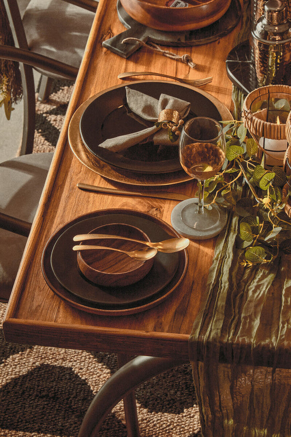 New Foundry Wooden Rectangular Dining Table with Curved Metal Legs – detail 2