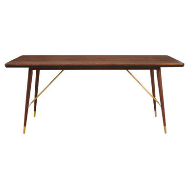 Kenso Walnut Wood Rectangular Dining Table – side view