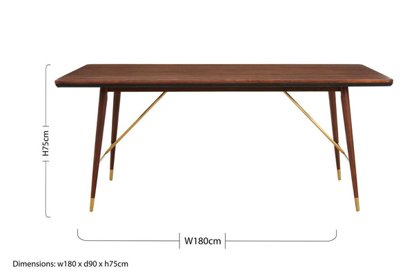 Kenso Walnut Wood Rectangular Dining Table – side view 2