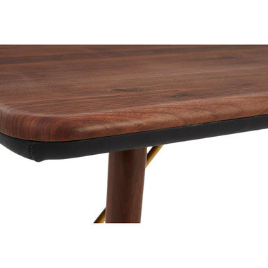 Kenso Walnut Wood And Brass Finish Base Dining Table