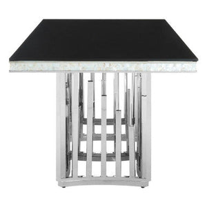 Eliza Black Glass and Silver Finish Rectangular Dining Table – detail