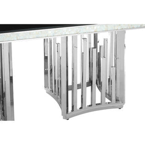 Eliza Black Glass and Silver Finish Rectangular Dining Table – dimensions