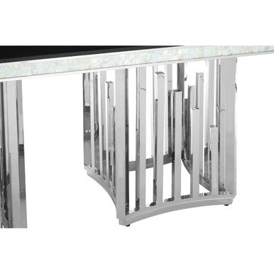 Eliza Black Glass and Silver Finish Rectangular Dining Table – dimensions