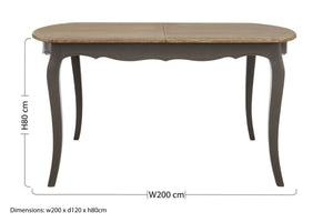 Loire Grey Wash Wooden Extending Dining Table – in room setting