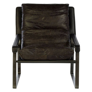 Hoxton Dark Brown Leather Lounge Chair – side view