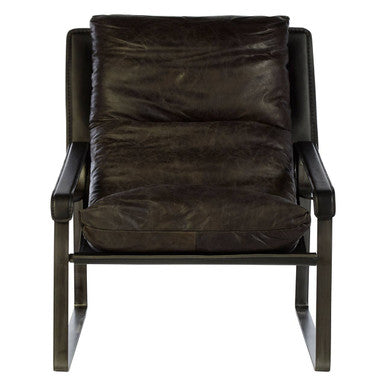 Hoxton Dark Brown Leather Lounge Chair – side view