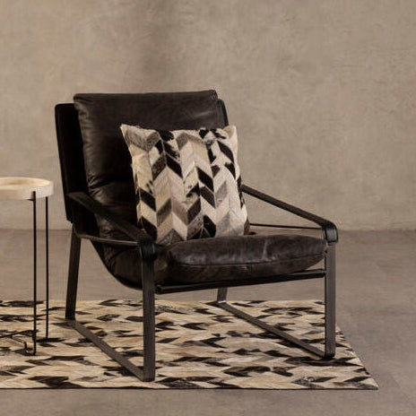 Hoxton Dark Brown Leather Lounge Chair – front view