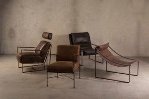 Hoxton Dark Brown Leather Lounge Chair – detail