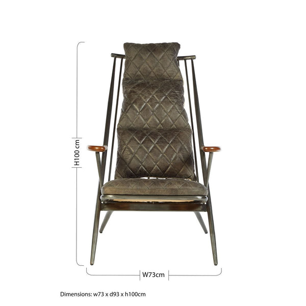 Hoxton Genuine Grey Leather Chair