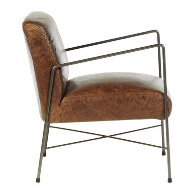 Hoxton Brown Leather Lounge Chair – dimensions