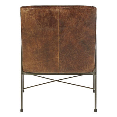 Hoxton Brown Leather Lounge Chair – close-up