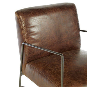 Hoxton Brown Leather Lounge Chair – angle view