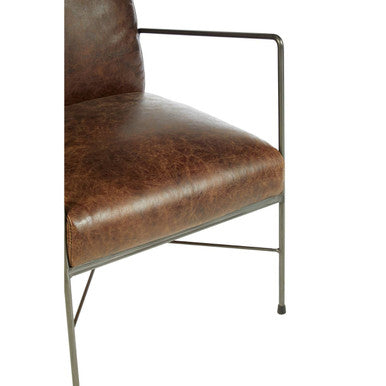 Hoxton Brown Leather Lounge Chair – side view 2