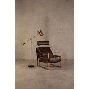 Hoxton Brown Leather Lounge Chair with Headrest – detail