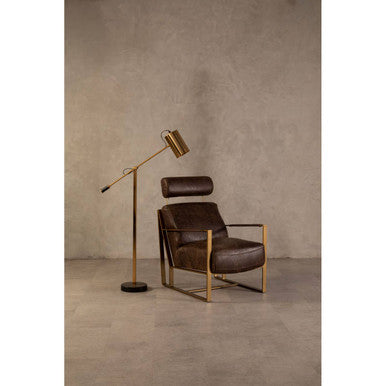 Hoxton Brown Leather Lounge Chair with Headrest – detail