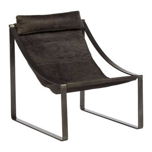 Hoxton Antique Black Leather Sling Chair – detail