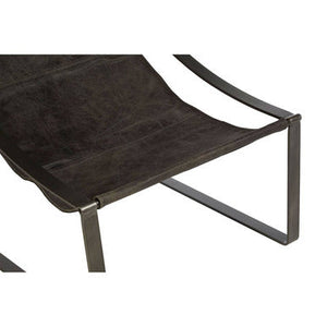 Hoxton Antique Black Leather Sling Chair – back view