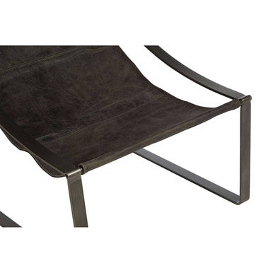 Hoxton Antique Black Leather Sling Chair – back view