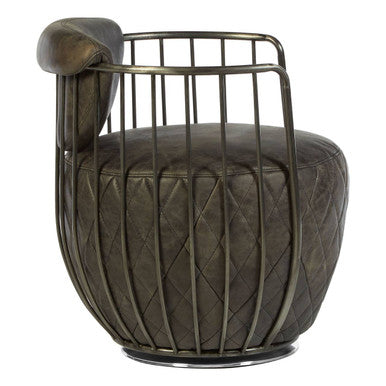 Hoxton Dark Grey Leather Swivel Chair