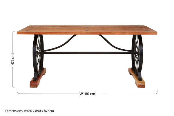 Nandri Acacia Wood Rectangular Dining Table – angle view