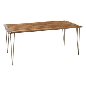 Nandri Natural Teak Wood Slatted Rectangular Dining Table – detail