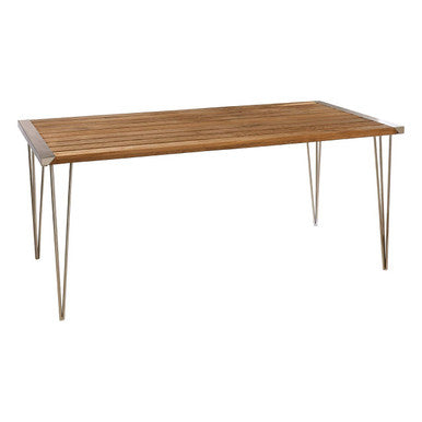 Nandri Natural Teak Wood Slatted Rectangular Dining Table – detail