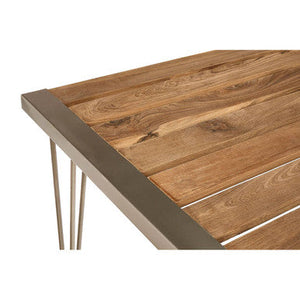 Nandri Natural Teak Wood Slatted Rectangular Dining Table – close-up