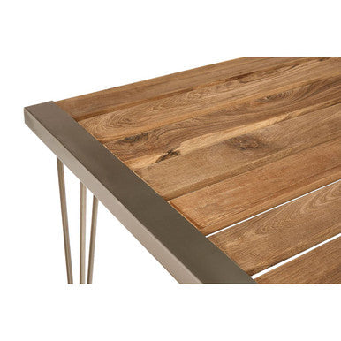 Nandri Natural Teak Wood Slatted Rectangular Dining Table – close-up