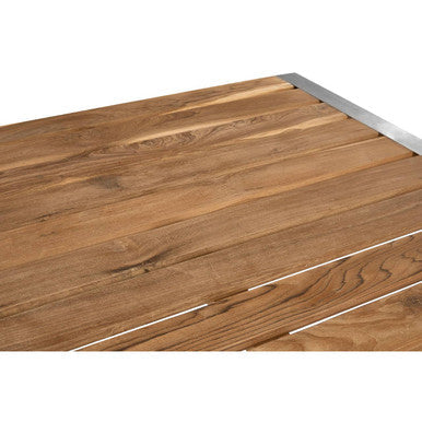 Nandri Natural Teak Wood Slatted Rectangular Dining Table – back view