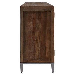 Midas Recycled Elm Wood 4 Door Sideboard – in room setting