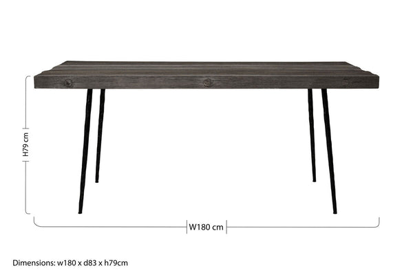 Mason Recycled Oak Wood Rectangular Dining Table – angle view