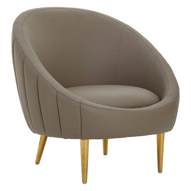 Lagero Brown Leather Effect Curved Cocoon Chair – in room setting