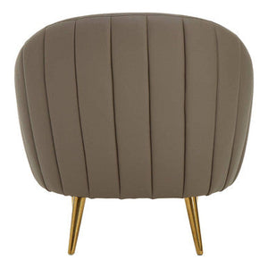 Lagero Brown Leather Effect Curved Cocoon Chair – close-up