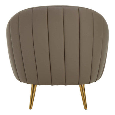 Lagero Brown Leather Effect Curved Cocoon Chair – close-up