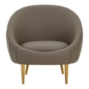 Lagero Brown Leather Effect Curved Cocoon Chair – side view