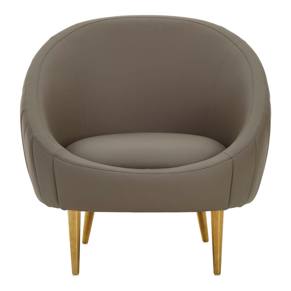 Lagero Brown Leather Effect Curved Cocoon Chair – side view