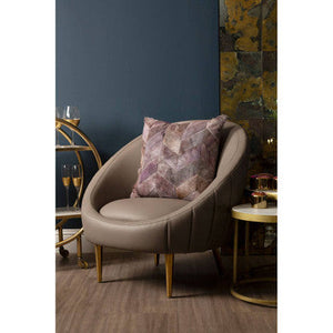 Lagero Brown Leather Effect Curved Cocoon Chair – detail