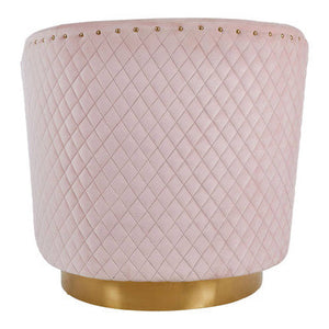 Plazoni Pink Velvet Swivel Chair with Gold Finish Base – back view