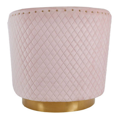 Plazoni Pink Velvet Swivel Chair with Gold Finish Base – back view