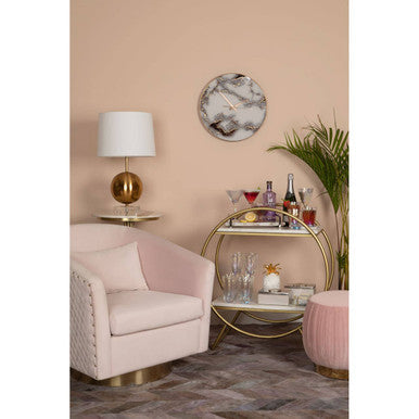 Plazoni Pink Velvet Swivel Chair with Gold Finish Base – dimensions