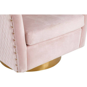 Plazoni Pink Velvet Swivel Chair with Gold Finish Base – dimensions 2