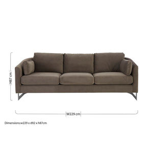 Freda 3 Seat Grey Sofa
