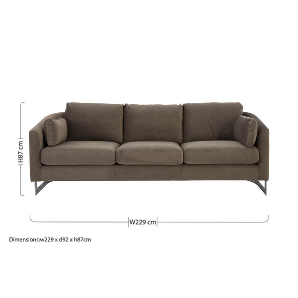 Freda 3 Seat Grey Sofa