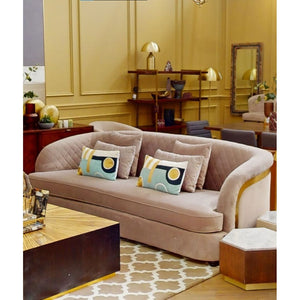 Fiji Three Seat Grey Cotton Velvet Sofa