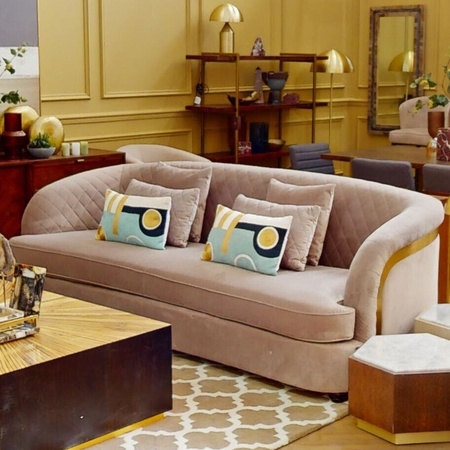 Fiji Grey Cotton Velvet 3 Seater Sofa